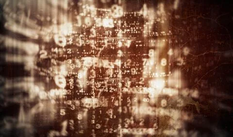 Horizontal sepia matrix digital abstraction background Illustrazione stock