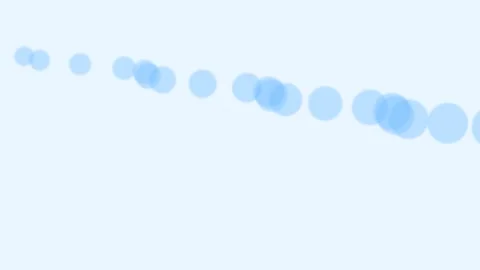 A horizontal sequence of soft blue bokeh circles against a white background Video stock 335118089