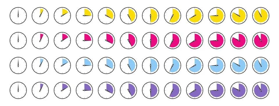 Horizontal set of analog clock icon Иллюстрация