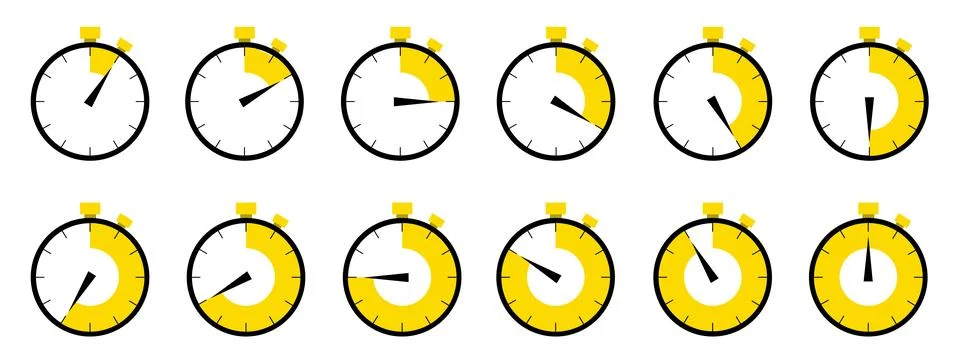 Horizontal set of analog clock icon Иллюстрация