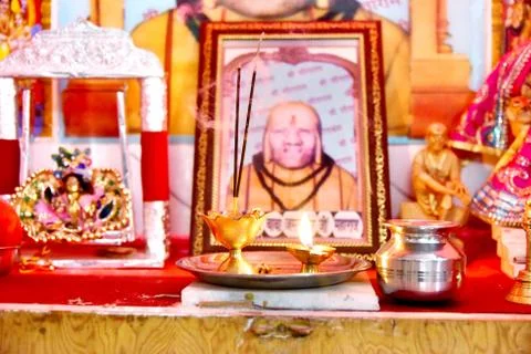 Horizontal shot of a corner decorated with objects of eastern culture Stock Photos