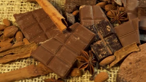 Horizontal shot horizontal video of variety of chocolates Stock Footage 276774817
