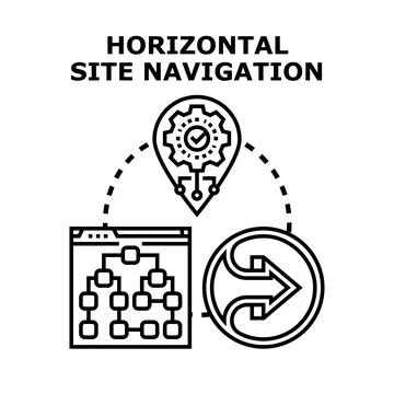 Horizontal site navigation planning, developing website structure 库存插图