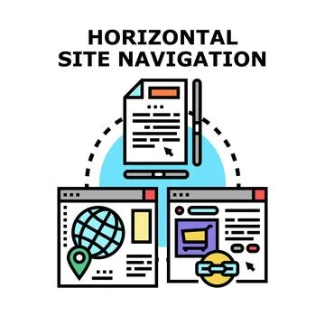 Horizontal site navigation planning developing web pages 스톡 일러스트