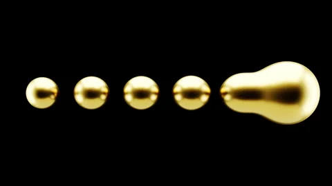 Horizontal Sliding Gold Metaball Bubbles - Slow Seamless Loop on Black Stock Footage 341164759