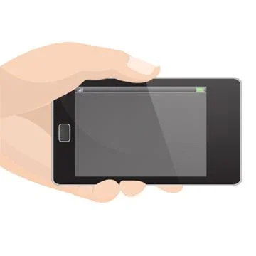 Horizontal smart phone vector in hand holding Stock Illustration