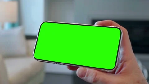 Horizontal Smartphone Screen Green Screen Phone Display Device Technology Chroma Video stock 151575223