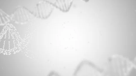 Horizontal spinning DNA double helix on bright background Stock Footage