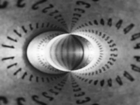 Horizontal spiral numbers in motion blurred background Stockillustratie