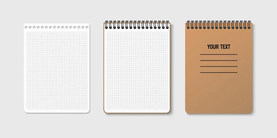 Horizontal spiral spring notepad with space for your image or text on gray is Stock Illustration