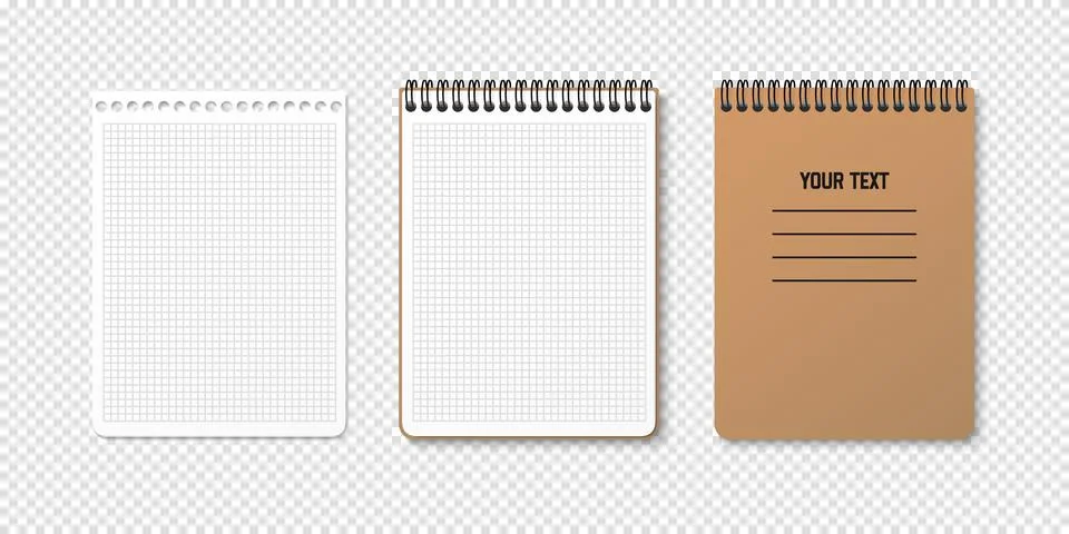 Horizontal spiral spring notepad with space for your image or text on transpa Stock Illustration