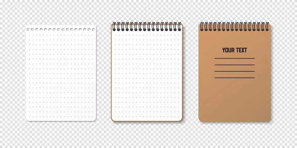 Horizontal spiral spring notepad with space for your image or text on transpa Stock Illustration