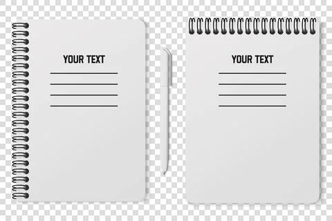 Horizontal spiral spring white notepad with space for your image or text on t Stock Illustration