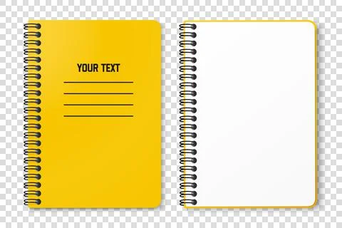 Horizontal spiral spring yellow notepad with space for your image or text on  Stock Illustration