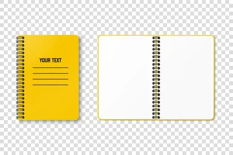 Horizontal spiral spring yellow notepad with space for your image or text on  Stock Illustration