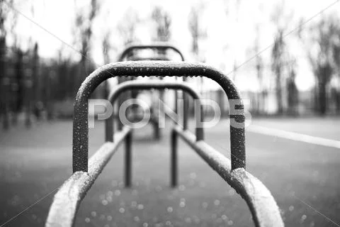 Horizontal sport bar with rain drops bokeh background Stock Photos