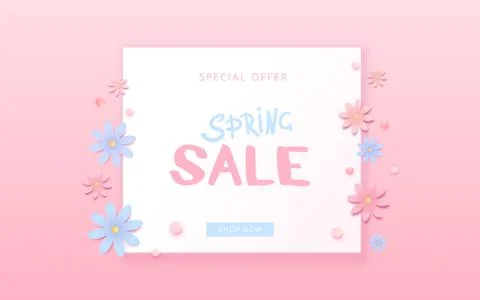 Horizontal Spring Sale banner. Vector illustration. Illustrazione stock