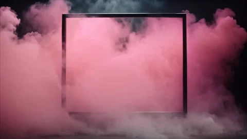 A horizontal, square frame with slowly moving smoke from dry ice around it... Stock Footage 273954590