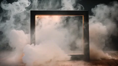 A horizontal, square frame with slowly moving smoke from dry ice around it... 動画素材 273954667