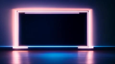 A horizontal, square glowing frame that changes colors to dark. Stock Footage 273953232