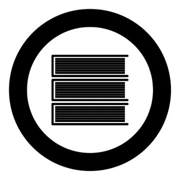 Horizontal stack of books icon black color in circle Stock Illustration