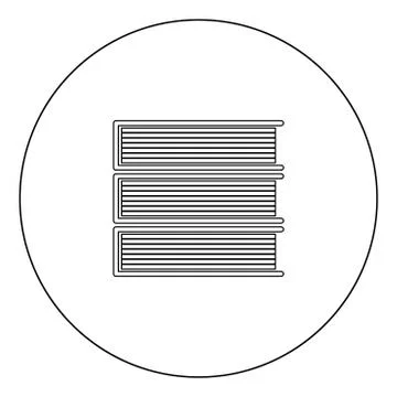 Horizontal stack of books icon black color in circle Illustrazione stock