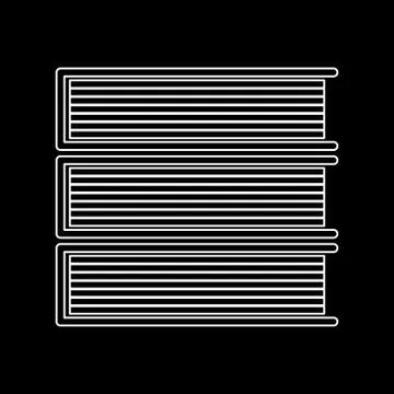 Horizontal stack of books white color icon . Illustrazione stock
