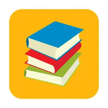 Horizontal stack of colored books flat icon Stock Illustration