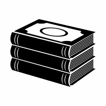 Horizontal stack of three books black simple icon Stock Illustration