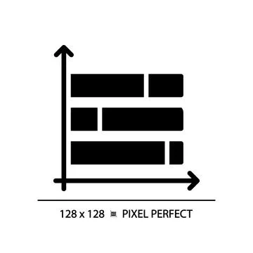 Horizontal stacked column chart black glyph icon Stock Illustration
