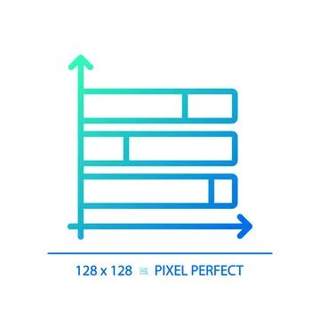 Horizontal stacked column chart gradient linear vector icon Stock Illustration