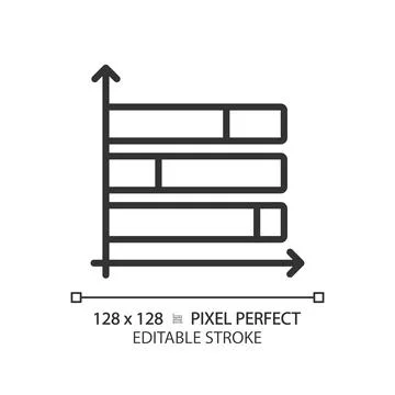 Horizontal stacked column chart linear icon Stock-Illustration