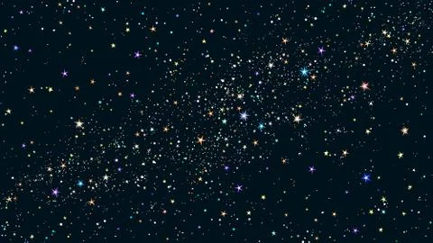 Horizontal starry night sky background. Shining colorful stars. Space and イラスト素材