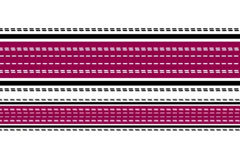 Horizontal Stitched Stripe Pattern With Magenta Bands and Dashed Sewing Lin.. Stock Illustration