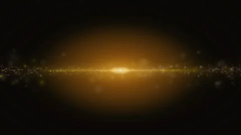 A horizontal streak of glowing gold light and floating sparkling dust parti.. Stock Footage 346188532