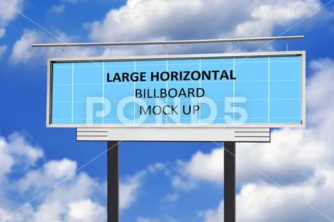 Horizontal street Billboard against cloudy sky Mock up PSD Template