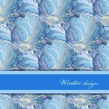 Horizontal stripe border design. Winter frozen glass background. Text place. Stockillustratie