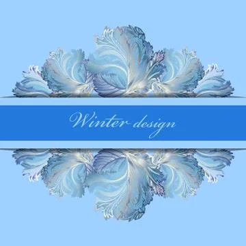 Horizontal stripe border design. Winter frozen glass background. Text place. Stockillustratie
