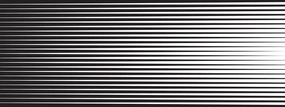 Horizontal stripe transition line texture. Black stripes with halftone gradie Stock Illustration