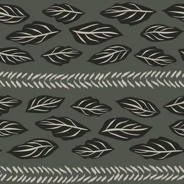 Horizontal Stripes Brushstroke Leaf seamless pattern design for fashion and.. Stock Illustration