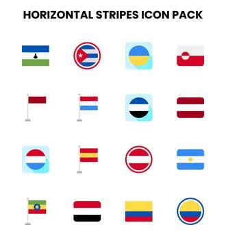 Horizontal Stripes Flat Collection Icons Pack イラスト素材