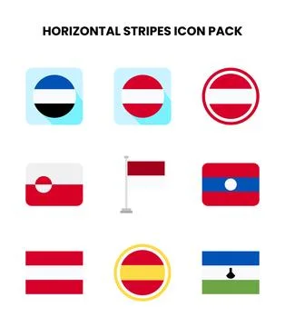 Horizontal Stripes Flat Design Icons Pack Stock Illustration