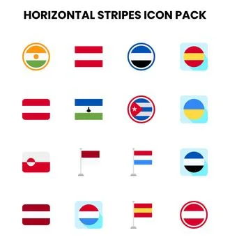 Horizontal Stripes Flat Set Icons Pack 스톡 일러스트