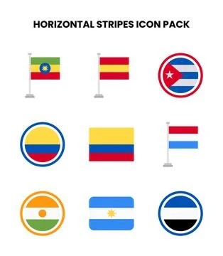 Horizontal Stripes Flat Set Icons Pack 스톡 일러스트
