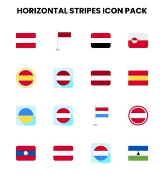 Horizontal Stripes Flat Vector Icons Pack Stock Illustration