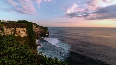 Horizontal Sunset Cliff View of Uluwatu Bali Stock Footage 338433481