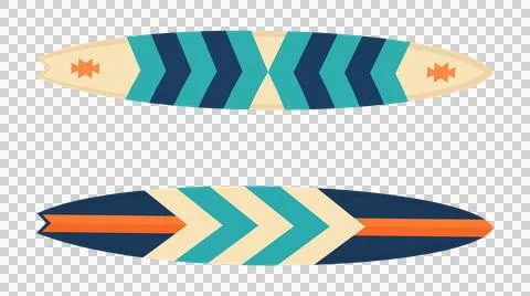 Horizontal surfboard pair with chevron patterns isolated on transparent bac.. Stock Illustration