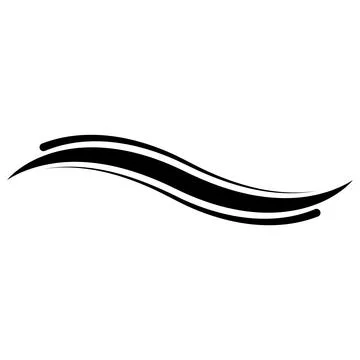 Horizontal swoosh fluid wave motion lines across, swoosh black line Stock Illustration