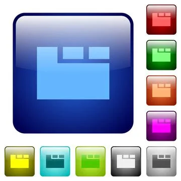 Horizontal tabbed layout active color square buttons Stock Illustration