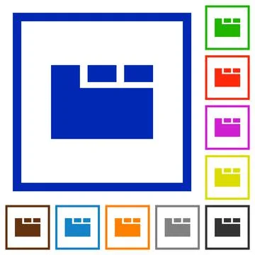 Horizontal tabbed layout active flat framed icons Illustrazione stock